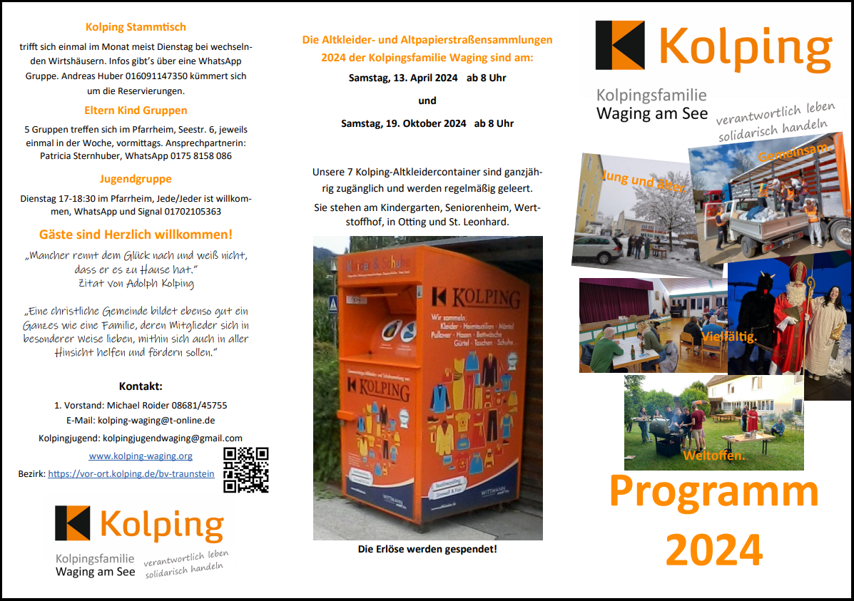 Jahresprogramm 2024 Kolpingfamilie Waging Seite 1