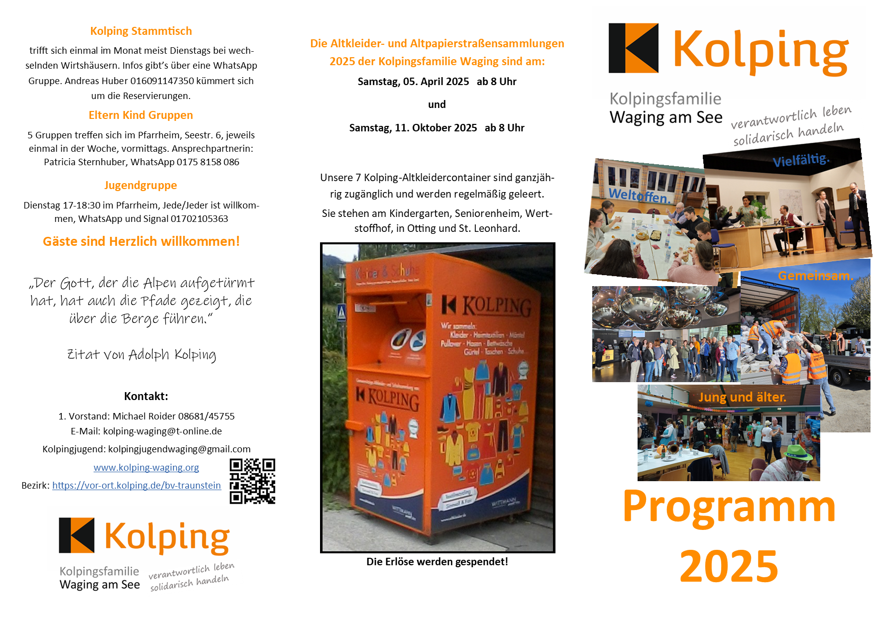Jahresprogramm 2024 Kolpingfamilie Waging Seite 1